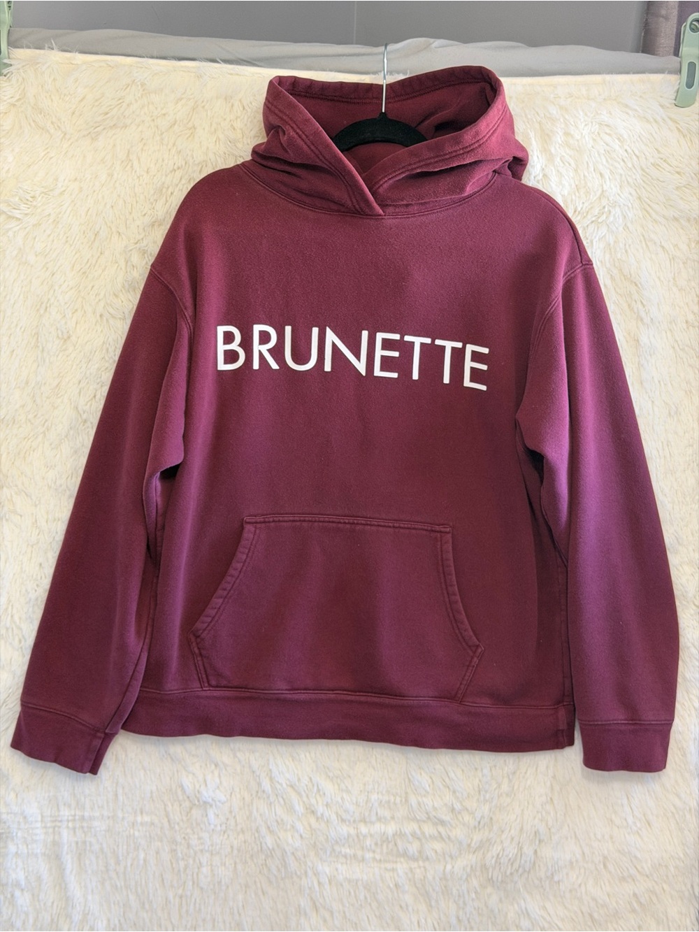 Brunette the Label Womens "Brunette" Hoodie L/XL Burgundy Minimalist Streetwear